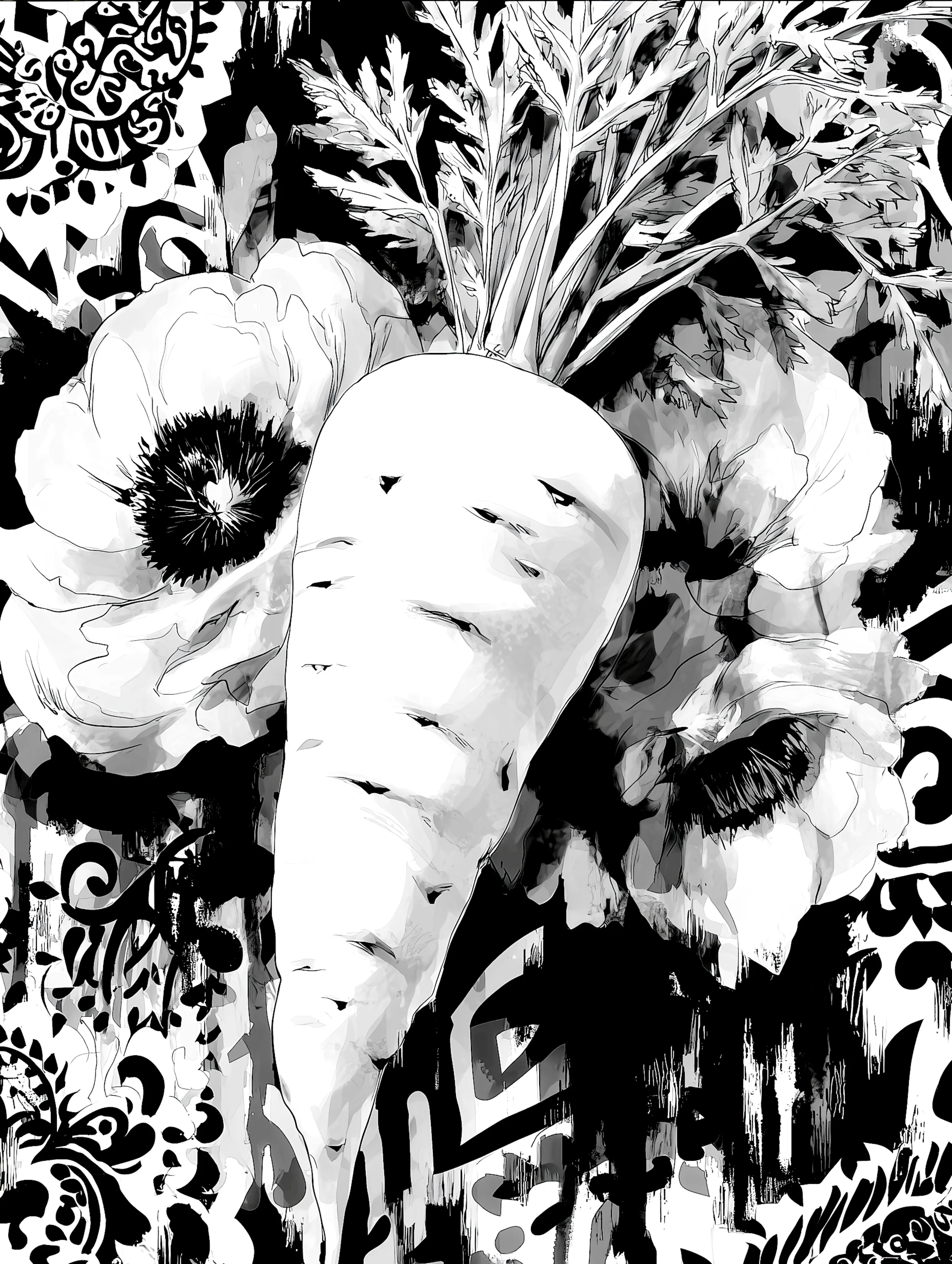 Free printable carrot coloring page for adults featuring a carrot coloring page with boho background